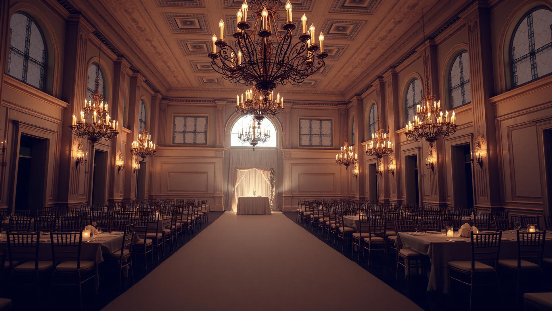 Grand ballroom set for a chasuna
